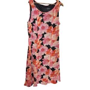 Maggie Barnes Dress 16W Pink Orange Floral Maxi‎ Flowy Beachy Casual Colorful